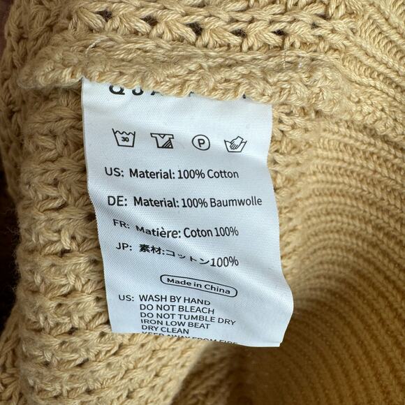 Qualfort Oversized 100% Cotton Waffle Knit Chunky Knit Sweater Tan Relax XL New - Picture 11 of 11